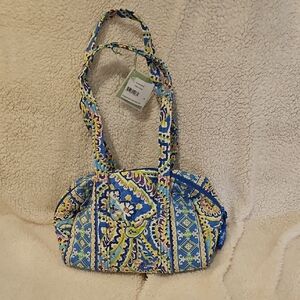 Vera Bradley Blue and Yellow Quilted Paisley Shoulder Bag